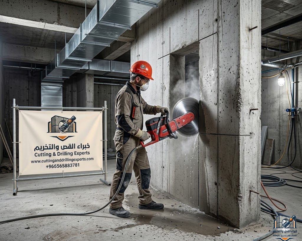 فتحات تهوية حي السامر جدة باستخدام الكور الماسي لعمل فتحات تهوية للمطابخ والحمامات والمستودعات بدقة عالية وبدون تكسير